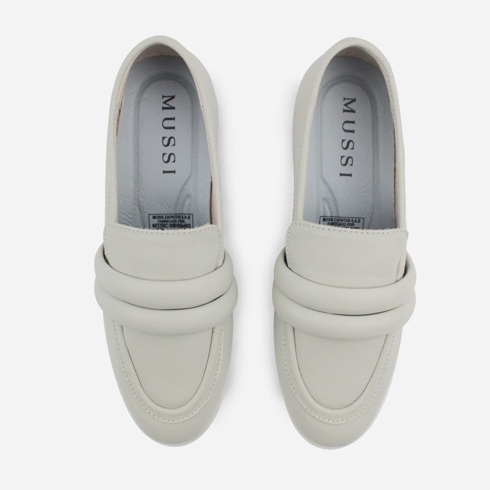 Mocasin plano astrid de cuero para mujer - Gris