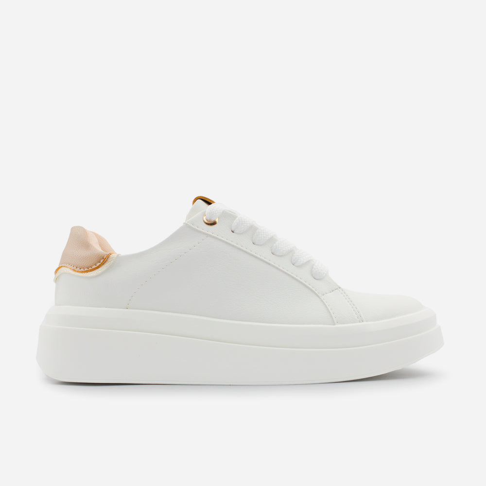 Tenis con plataforma sabrina de cuero para mujer - Hueso