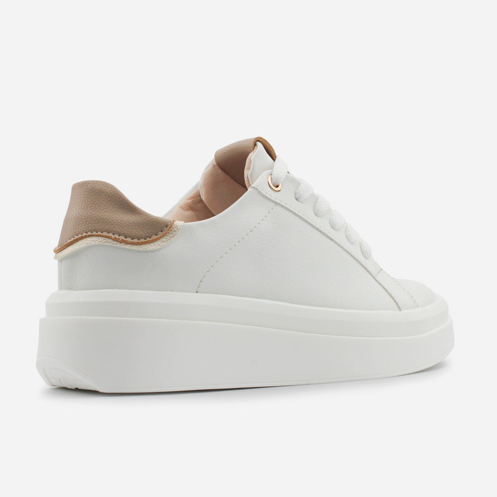 Tenis con plataforma sabrina de cuero para mujer - Hueso