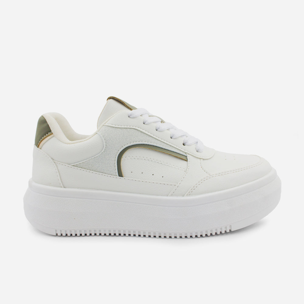 Tenis con plataforma margarita de sintético para mujer - Hueso