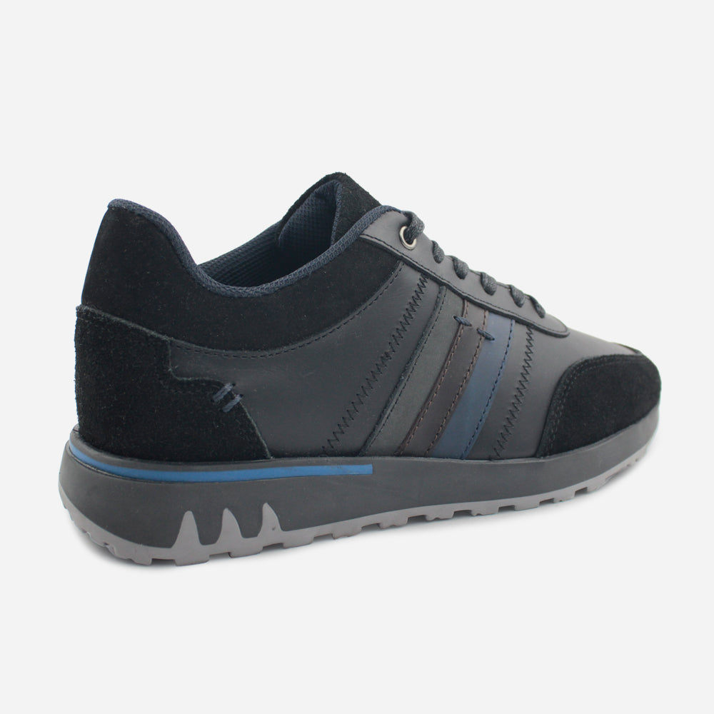 Tenis Sneakers dominic de cuero carnaza para hombre - Negro