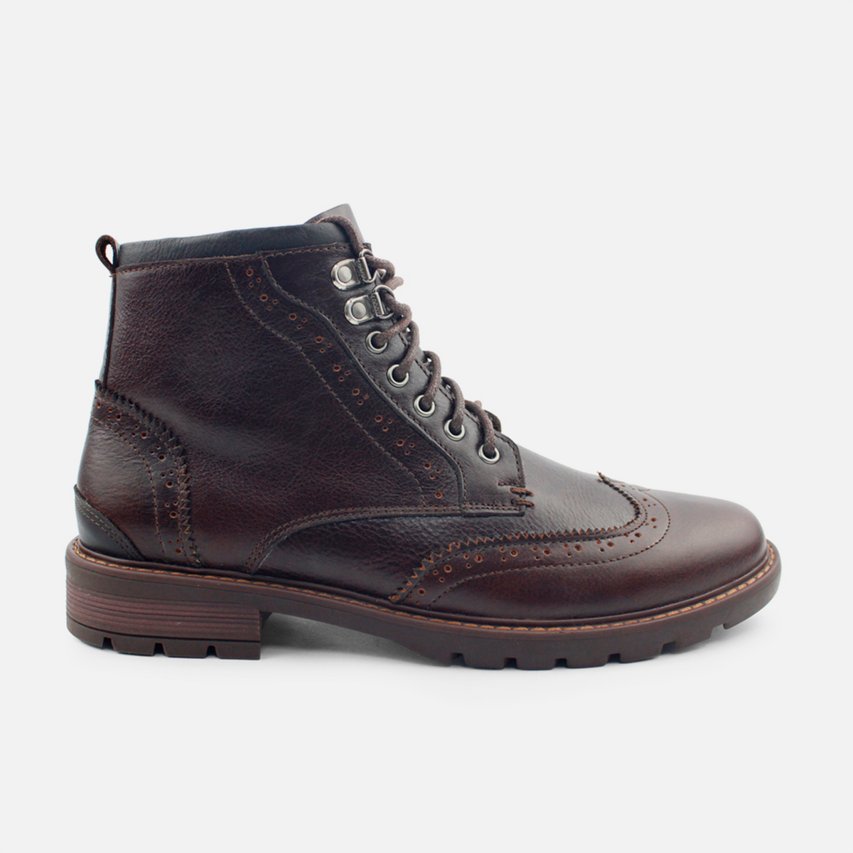 Botin con cordones steven de cuero para hombre - Café