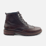 Botin con cordones steven de cuero para hombre - Café