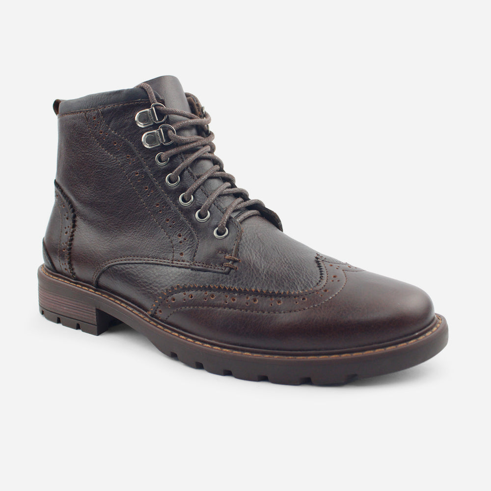 Botin con cordones steven de cuero para hombre - Café