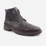 Botin con cordones steven de cuero para hombre - Café
