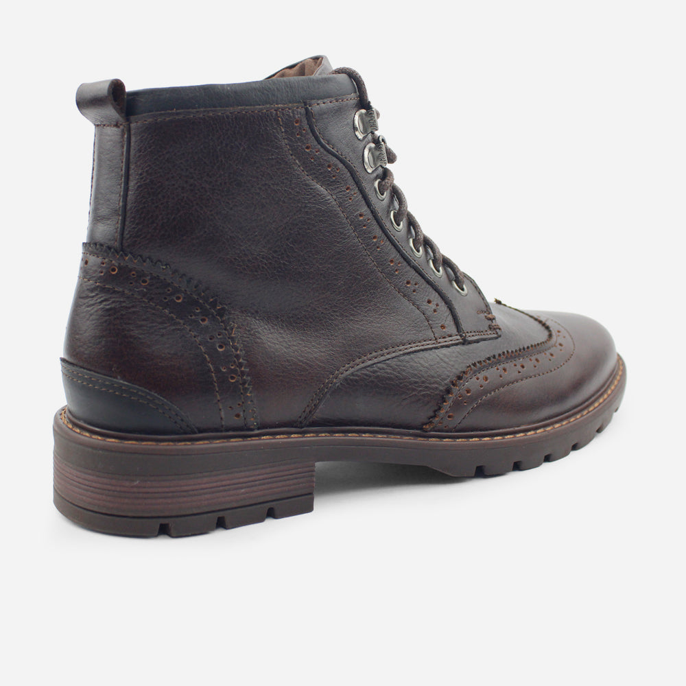 Botin con cordones steven de cuero para hombre - Café