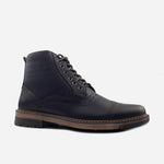 Botin con cordones atlas de cuero para hombre - Café