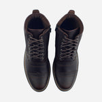 Botin con cordones atlas de cuero para hombre - Café