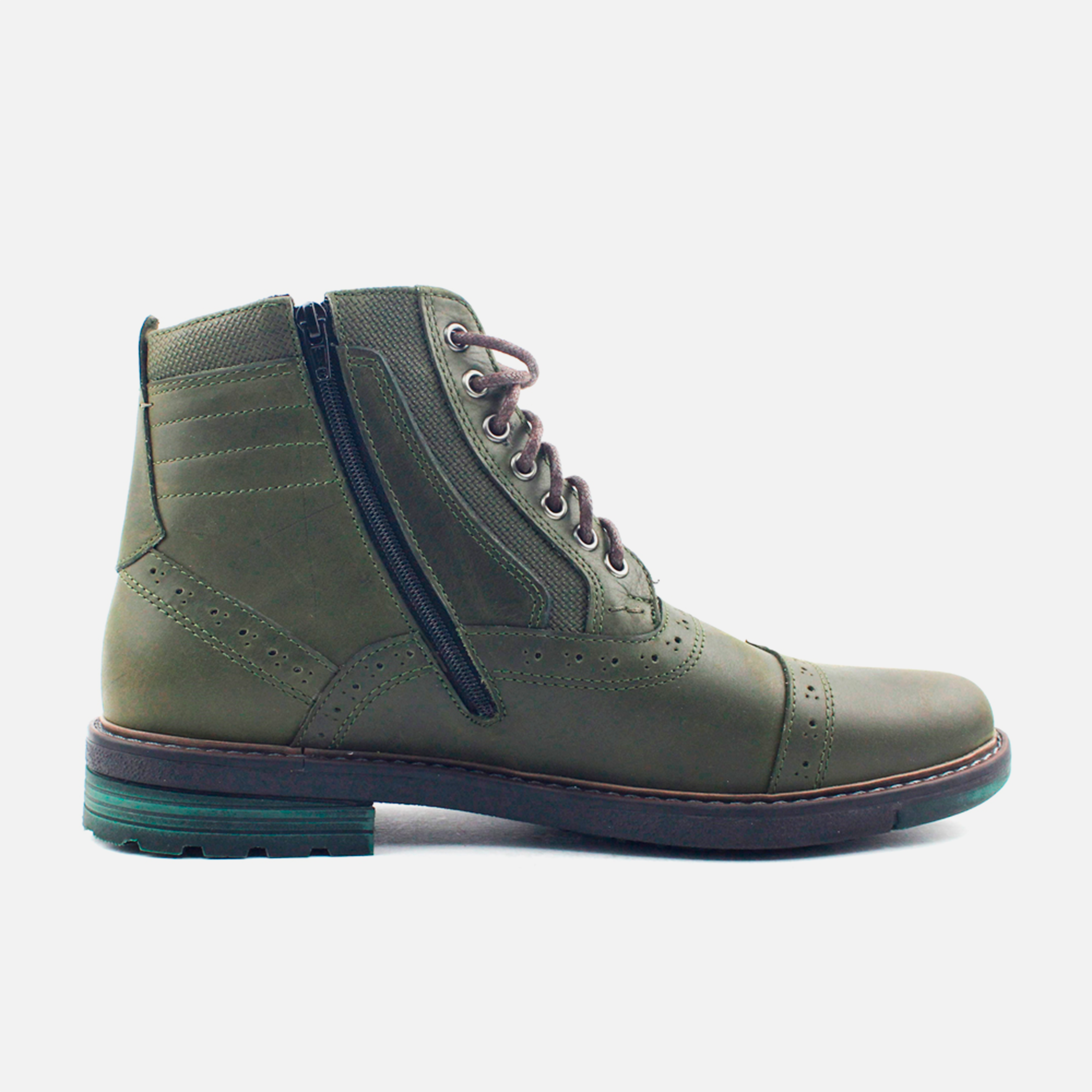 Botin con cordones atlas de cuero para hombre - Verde | MUSSI | Comprar ...