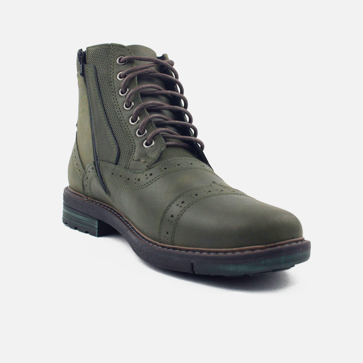 Botin con cordones atlas de cuero para hombre - Verde