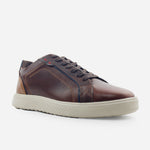 Tenis Sneakers mariel de cuero graso para hombre - Café