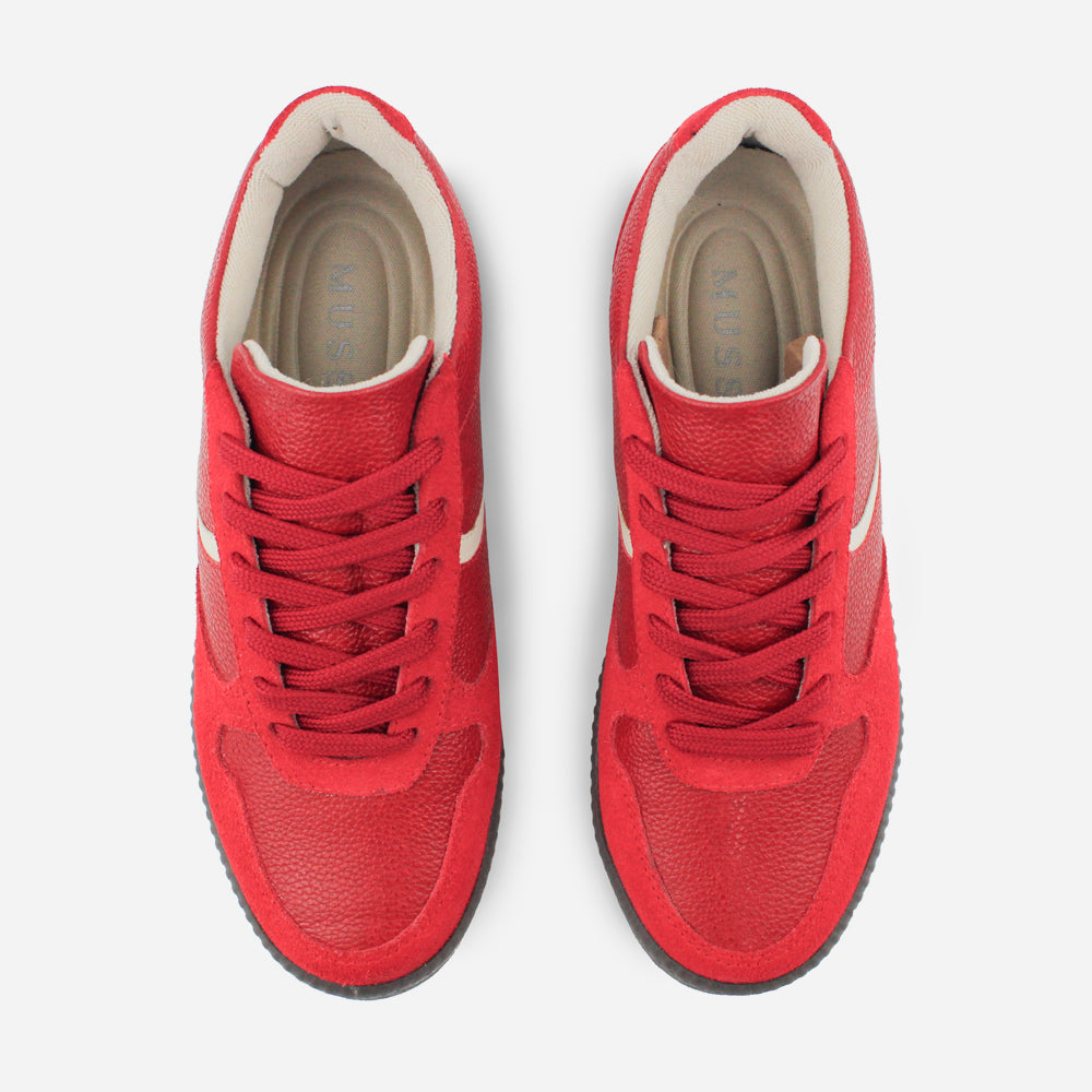 Tenis Sneakers kensy de cuero para mujer - Rojo