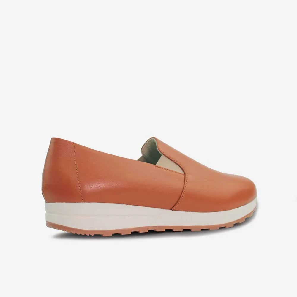 Tenis Sin Cordones dalia de cuero para mujer - Miel