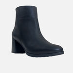Botin tacon rosel de cuero para mujer - Negro