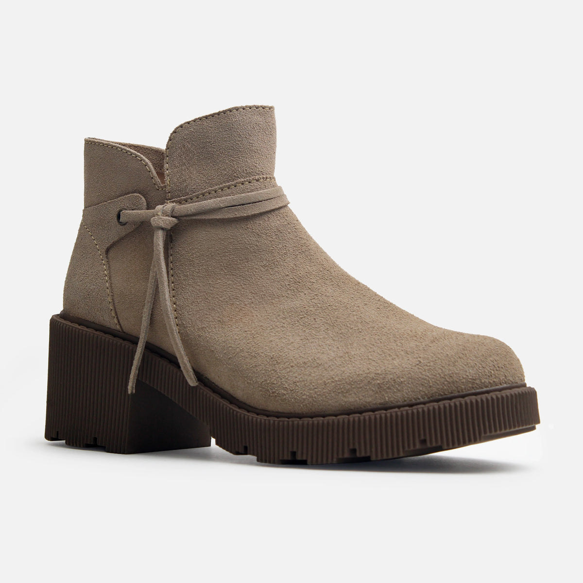 Botin plataforma cattleya de cuero para mujer - Taupe