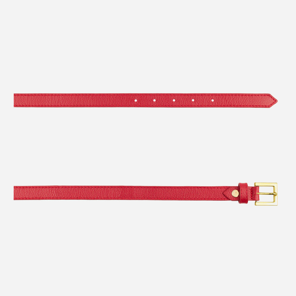 Correa perla de cuero para mujer - Rojo