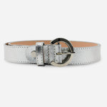 Correa hortensia de cuero para mujer - Plata