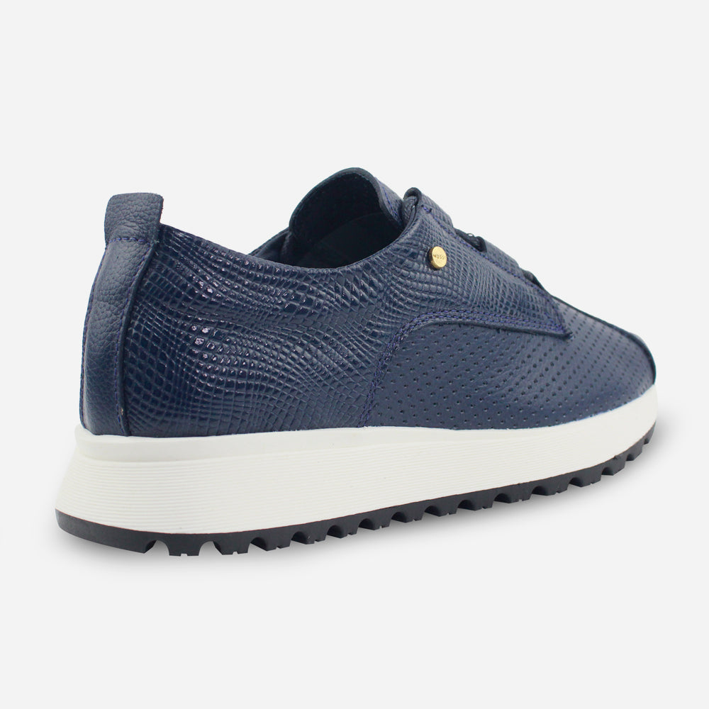 Tenis Sneakers hortensia de cuero para mujer - Azul