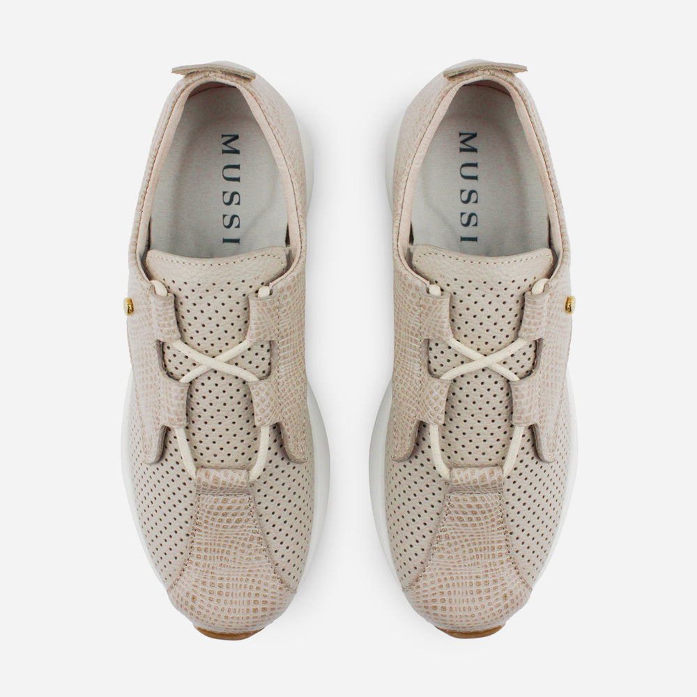Tenis Sneakers hortensia de cuero para mujer - Taupe