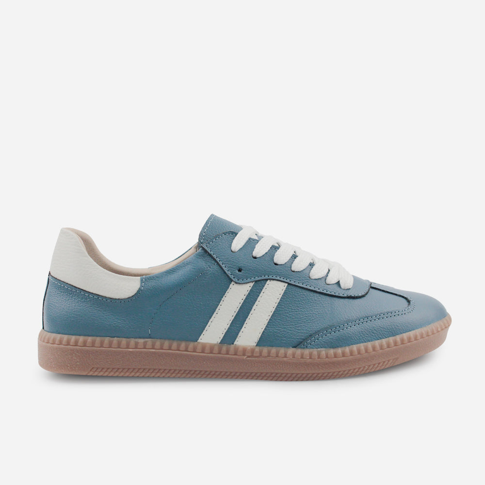 Tenis Sneakers lila de cuero para mujer - Azul