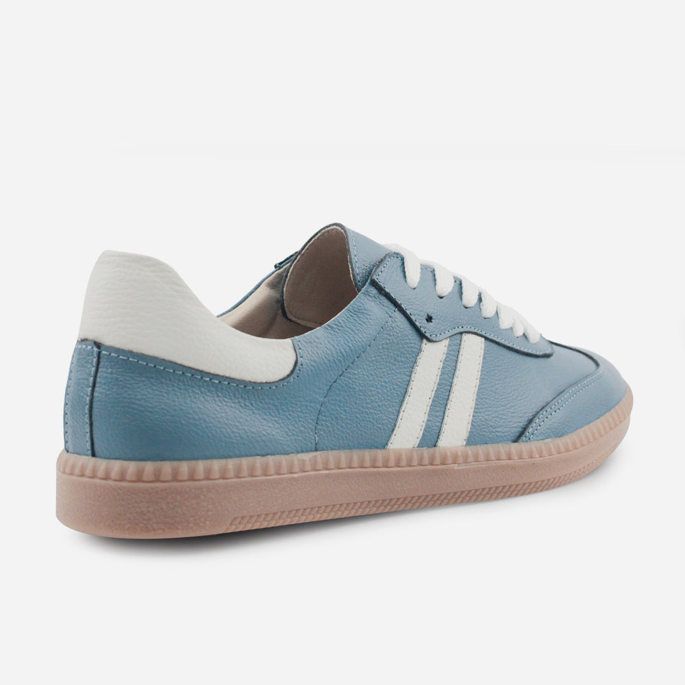 Tenis Sneakers lila de cuero para mujer - Azul