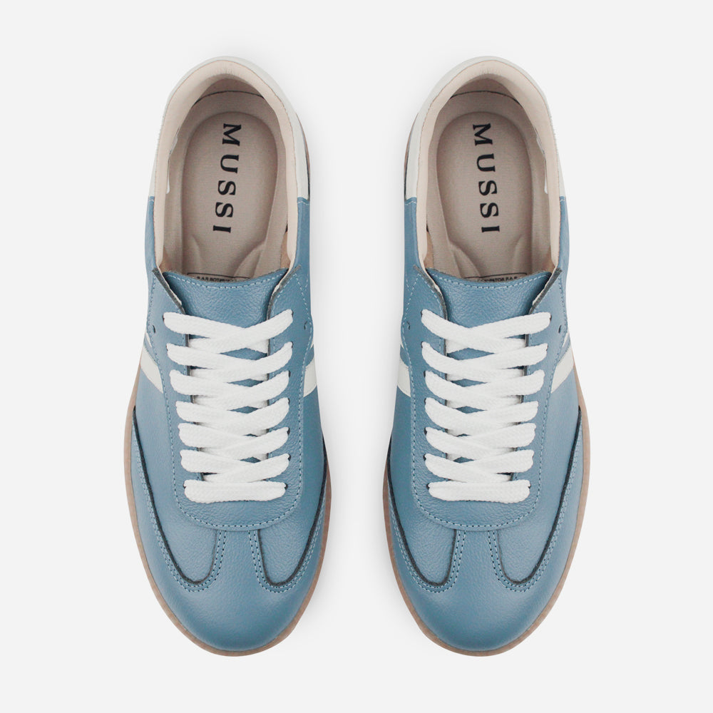 Tenis Sneakers lila de cuero para mujer - Azul