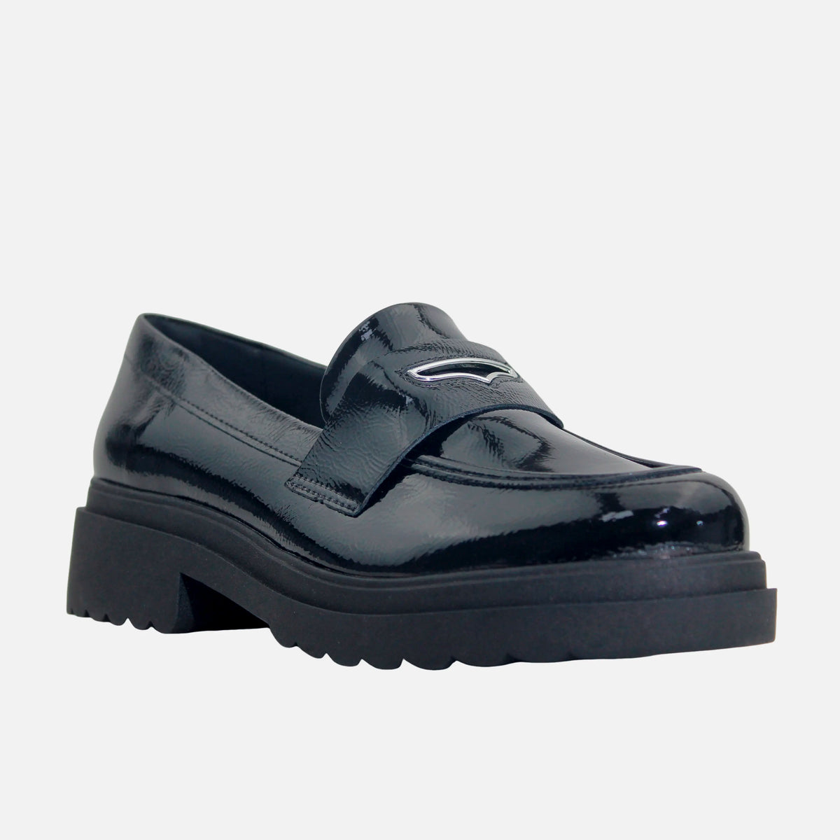 Mocasin plataforma orla de sintético para mujer - Negro