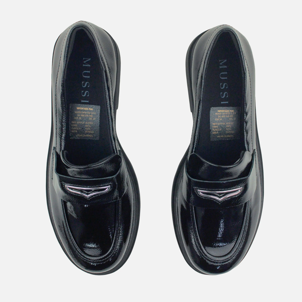 Mocasin plataforma orla de sintético para mujer - Negro
