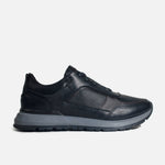 Tenis con plataforma giorgio de cuero para hombre - Negro
