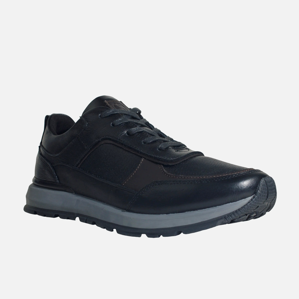 Tenis con plataforma giorgio de cuero para hombre - Negro