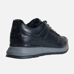 Tenis con plataforma giorgio de cuero para hombre - Negro