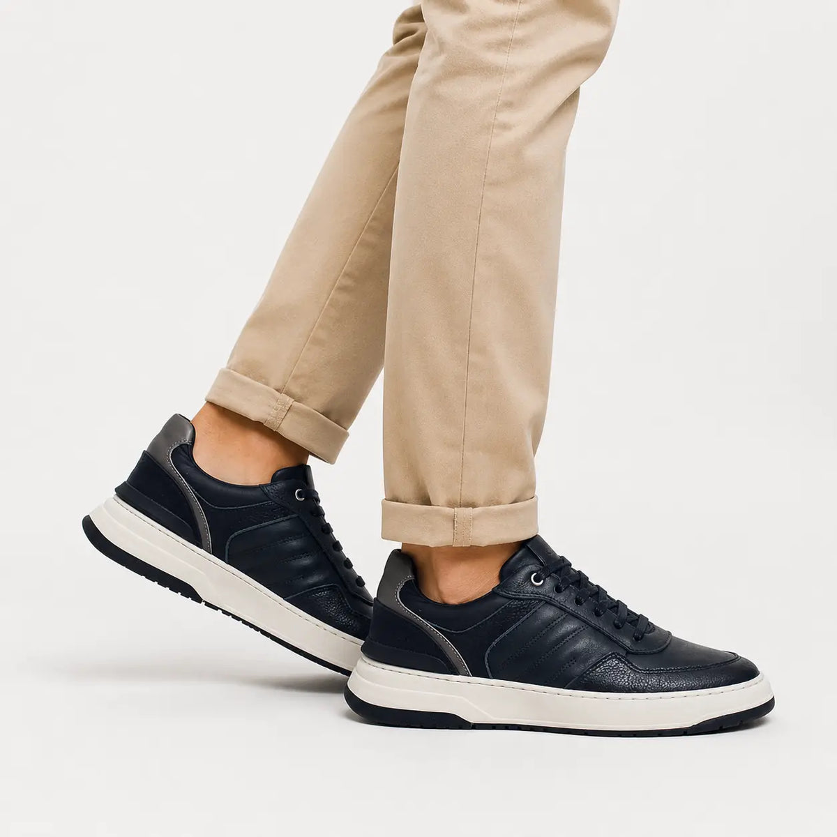 Tenis ivar de cuero para hombre - Negro