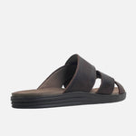 Sandalia plana marlon de cuero para hombre - Café