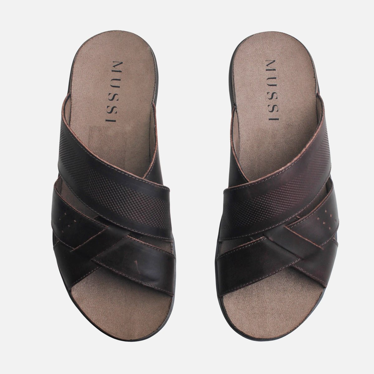 Sandalia plana marlon de cuero para hombre - Café