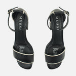 Sandalia tacon taja de cuero para mujer - Negro
