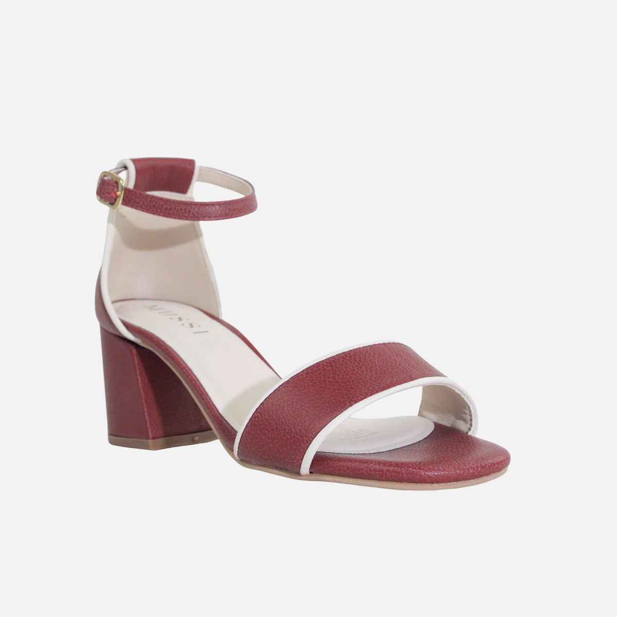 Sandalia tacon taja de cuero para mujer - Vino