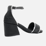 Sandalia tacon taja de cuero para mujer - Negro