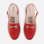 Baleta destalonada siena de cuero para mujer - Rojo