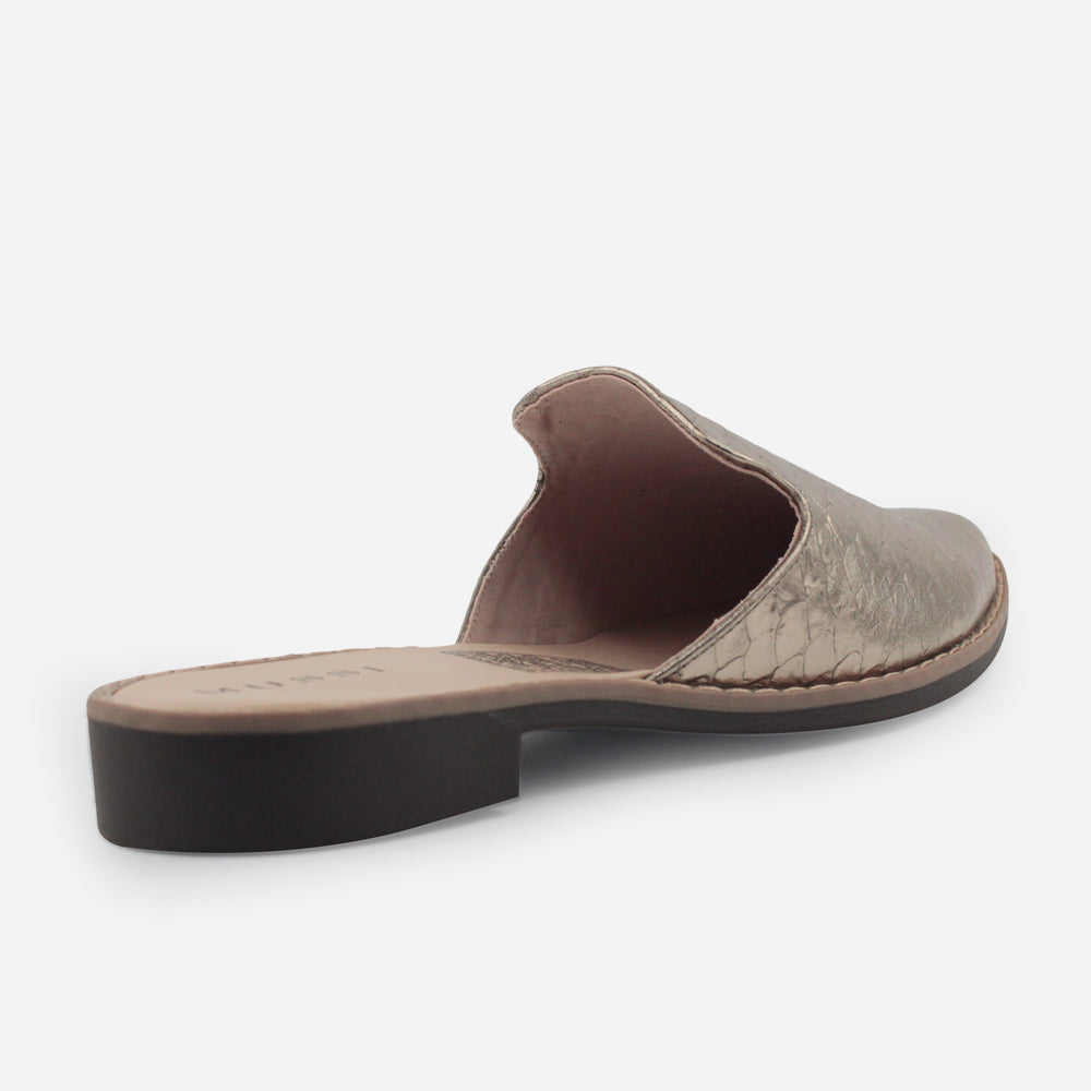 Zueco plano rosa de sintético para mujer - Bronce