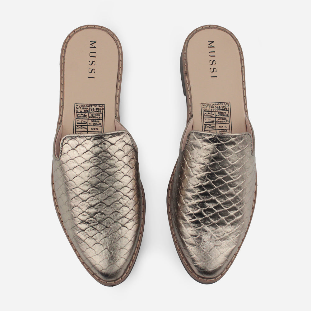 Zueco plano rosa de sintético para mujer - Bronce