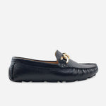 Mocasin plano bettie de cuero para mujer - Negro