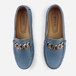 Mocasin plano bettie de cuero para mujer - Azul
