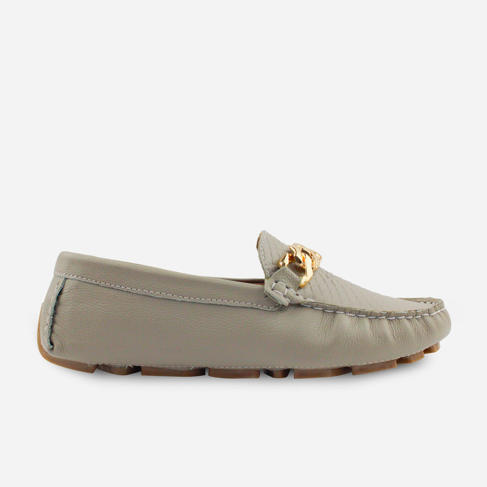 Mocasin plano bettie de cuero para mujer - Arena