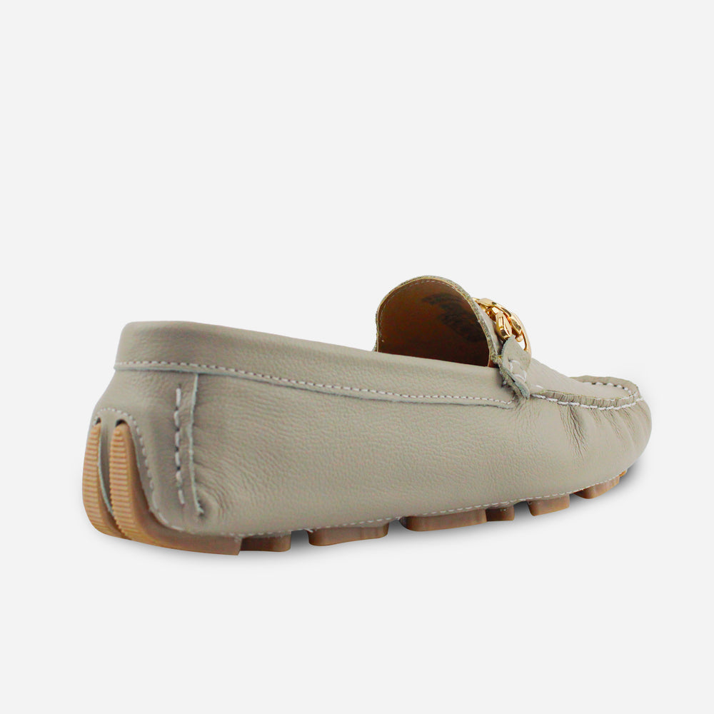 Mocasin plano bettie de cuero para mujer - Arena