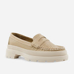 Mocasin plataforma camino de cuero para mujer - Taupe