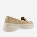 Mocasin plataforma camino de cuero para mujer - Taupe