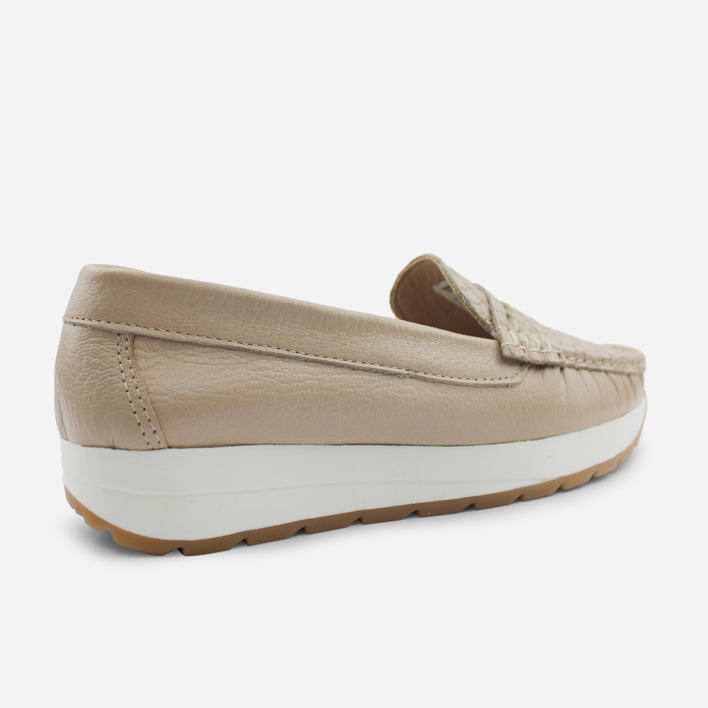 Mocasin plataforma marise de cuero para mujer - Nude