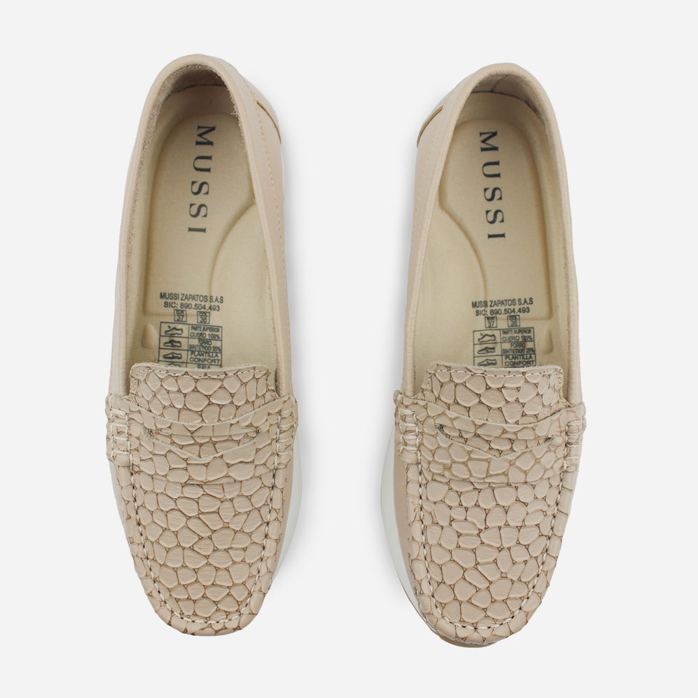Mocasin plataforma marise de cuero para mujer - Nude