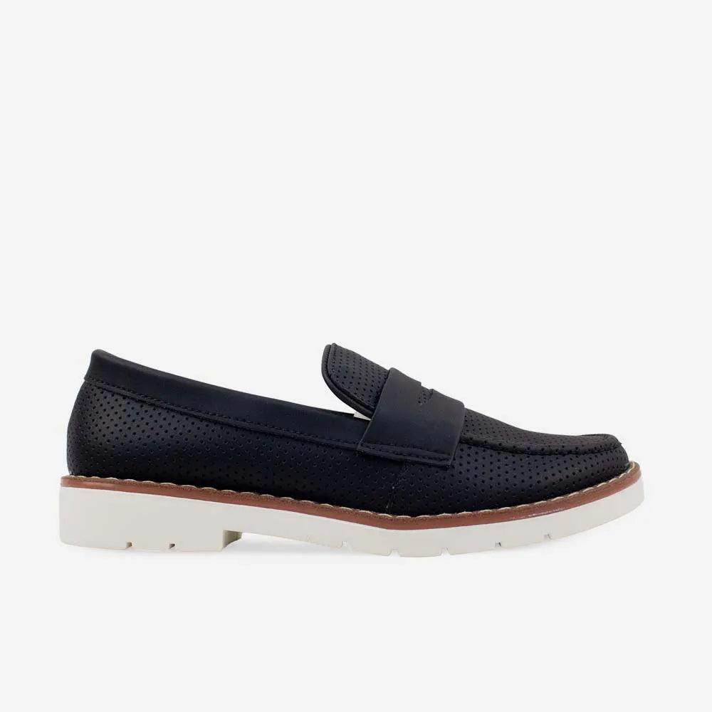 Mocasin plano zoro de sintético para mujer - Negro