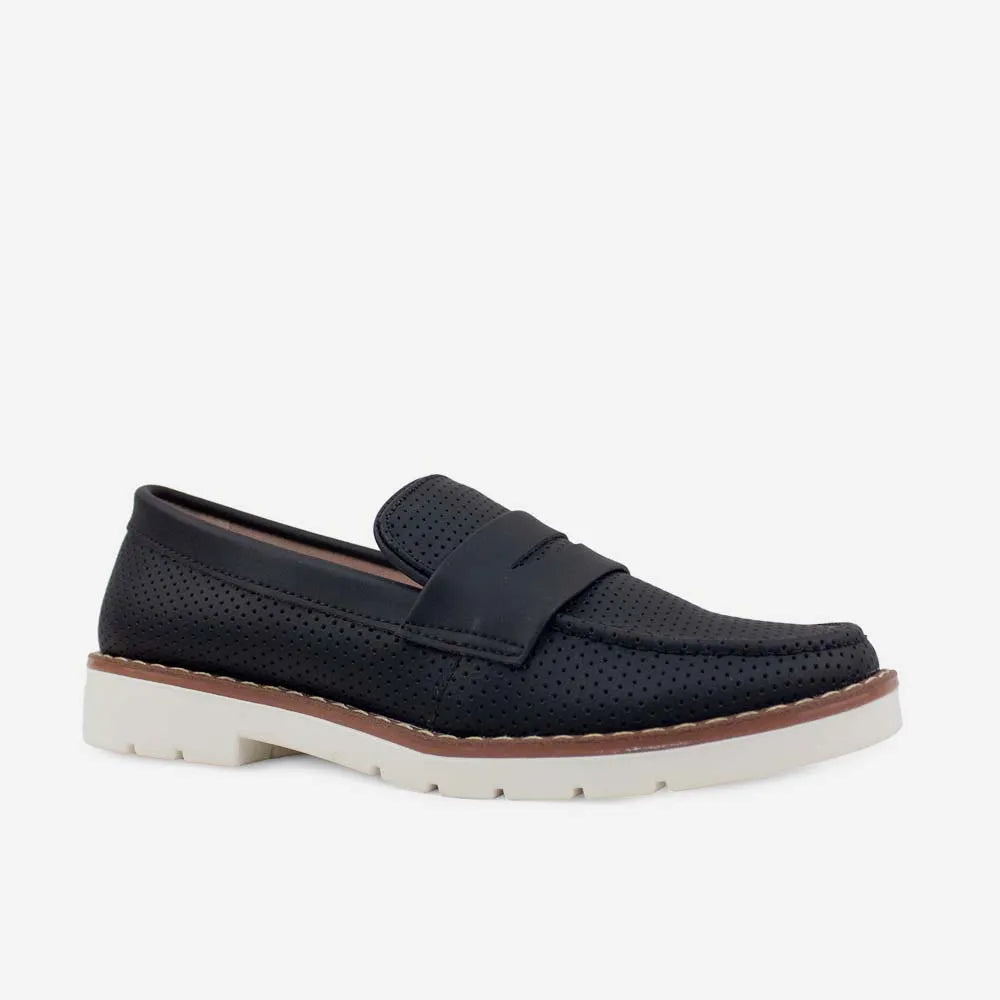 Mocasin plano zoro de sintético para mujer - Negro